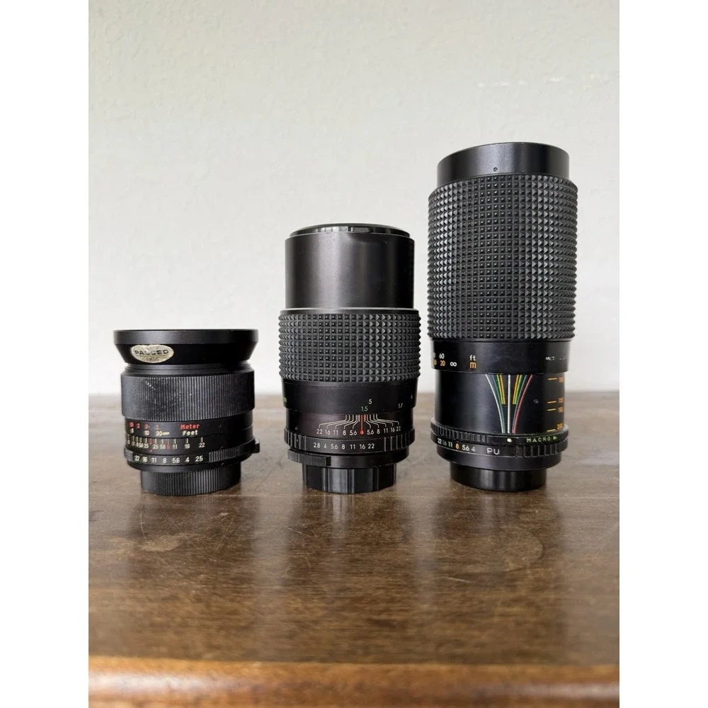 Vintage Lens Lot (3pc): Vivitar 28mm f2.5, Samigon 135mm f2.8, Sears 80-200mm f4